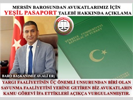 Baro Başkanımız,Avukatlarımızın yeşil pasaport sahibi olabilmeleri için Adalet Bakanlığına talepte bulundu…