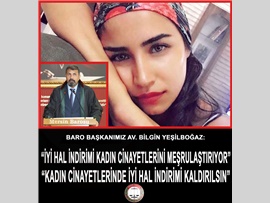 YEŞİLBOĞAZ: “İYİ HAL İNDİRİMİ KADIN CİNAYETLERİNİ MEŞRULAŞTIRIYOR”