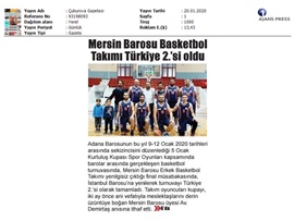 BASINDA BAROMUZ (Mersin Barosu Basketbol Takımı Türkiye İkincisi Oldu)