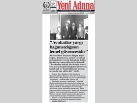 BASINDA BAROMUZ (Adana ve Gaziantep Baro Başkanlarından Baro Başkanımız Bilgin Yeşilboğaz'a Ziyaret)