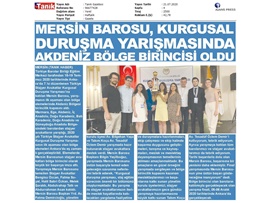 BASINDA BAROMUZ (Mersin Barosu Kurgusal Duruşma Yarışmasında Akdeniz Bölge Birincisi Oldu)