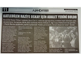 Katledilen Raziye Oskay'un duruşması yapıldı