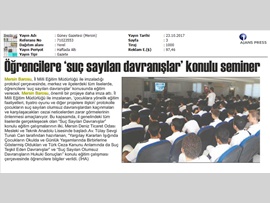 BASINDA BAROMUZ (Mersin Barosu'ndan Lise Öğrencilerine 'Suç Sayılan Davranışlar' Eğitimi) 21.10.2017