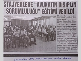 BASINDA BAROMUZ (Stajyer Avukatlara "2017-2018 1. Dönem Eğitim Programı") 21.10.2017