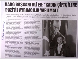 BASINDA BAROMUZ (Başkanımızın 'Dünya Kadın Çiftçiler Günü' Mesajı)