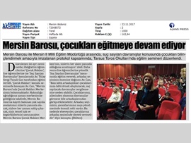 BASINDA BAROMUZ (Baromuz, 20 Kasım Dünya Çocuk Hakları Günü nedeniyle ‘Çocuk Hakları ve Suç Sayılan Davranışlar’ konulu eğitim semineri düzenledi.) 22.11.2017