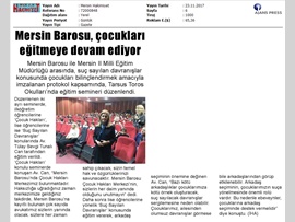 BASINDA BAROMUZ (Baromuz, 20 Kasım Dünya Çocuk Hakları Günü nedeniyle ‘Çocuk Hakları ve Suç Sayılan Davranışlar’ konulu eğitim semineri düzenledi.) 22.11.2017