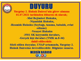 YARGITAY 2. HUKUK DAİRESİNE YENİ İŞ BÖLÜMLERİ EKLENDİ