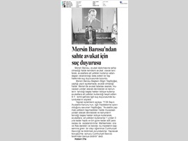 BASINDA BAROMUZ (Mersin Barosu'ndan Sahte Avukat İçin Suç Duyurusu)
