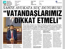 BASINDA BAROMUZ (Mersin Barosu'ndan Sahte Avukat İçin Suç Duyurusu)