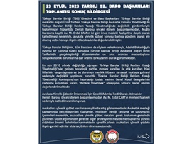 52. BARO BAŞKANLARI TOPLANTISI SONUÇ BİLDİRGESİ