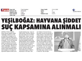 BASINDA BAROMUZ (Yeşilboğaz, "Hayvana şiddet suç kapsamına alınmalı)