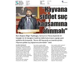 BASINDA BAROMUZ (Yeşilboğaz, "Hayvana şiddet suç kapsamına alınmalı)
