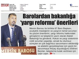 Baro başkanları "yargı reformu" önerilerini Adalet Bakanlığı'na gönderdi