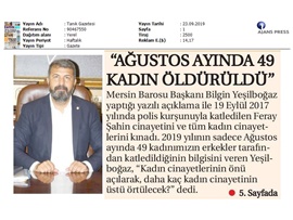 BASINDA BAROMUZ (Ağustos Ayında 49 Kadın Katledildi)