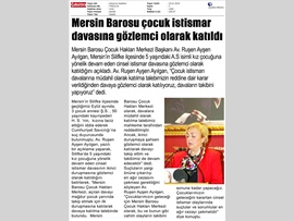 BASINDA BAROMUZ (Çocuk Hakları Merkezimiz, Çocuk İstismar Davasında Gözlemci Oldu)