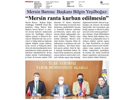 Başkanımız Yeşilboğaz'dan Mersin Ziraat Mühendisleri Odası'na ziyaret