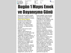 BASINDA BAROMUZ (Baro Bşk. Yrd. Av. Gazi Özdemir'den 1 Mayıs İşçi Bayramı Mesajı)