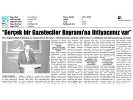 BASINDA BAROMUZ (Baro Başkanımızın Gazeteciler Bayramı Mesajı)