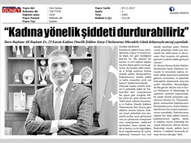 BASINDA BAROMUZ (Başkanımızın '25 Kasım Kadına Yönelik Şiddete Karşı Uluslararası Mücadele Günü’ mesajı)