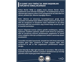 50. BARO BAŞKANLARI TOPLANTISI SONUÇ. BİLDİRGESİ