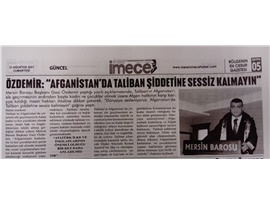 Özdemir; "Afganistan'da Taliban şiddetine sessiz kalmayın"