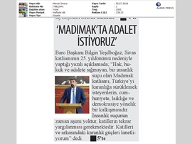 BASINDA BAROMUZ (Baro Bşk. Bilgin Yeşilboğaz: Madımak'ta Adalet İstiyoruz)