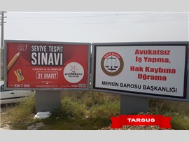 MERSİN BAROSU’NUN BİLLBOARDLI FARKINDALIK ÇALIŞMASI İLÇELERDE BAŞLADI