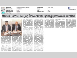BASINDA BAROMUZ (Mersin Barosu-Çağ Üniversitesi İşbirliği Protokolü İmzaladı)