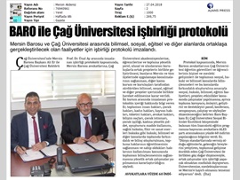 BASINDA BAROMUZ (Mersin Barosu-Çağ Üniversitesi İşbirliği Protokolü İmzaladı)