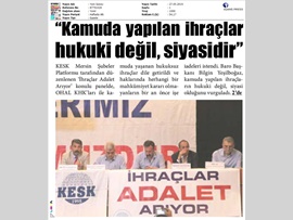 BASINDA BAROMUZ (Baro Başkanımız Av. Bilgin Yeşilboğaz, 'İhraçlar Adalet Arıyor' Paneline Konuşmacı Olarak Katıldı)