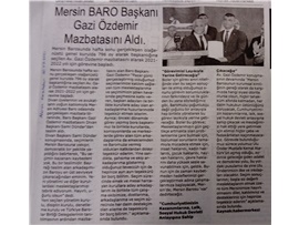 Baro Başkanımız Gazi Özdemir mazbatasını aldı