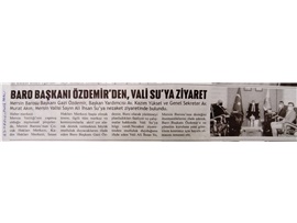 Başkanımız Özdemir'den, Vali Su'ya ziyaret
