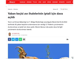 Yaban keçisi avı ihalelerinin iptali için dava açıldı