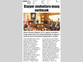 BASINDA BAROMUZ (Baro Başkanımız Av. Ali Er, "Stajyer Avukatlara Maaş Verilmeli")