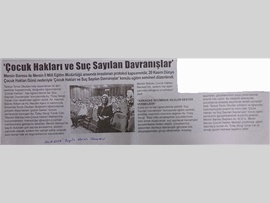 BASINDA BAROMUZ (Baromuz, 20 Kasım Dünya Çocuk Hakları Günü nedeniyle ‘Çocuk Hakları ve Suç Sayılan Davranışlar’ konulu eğitim semineri düzenledi.) 22.11.2017