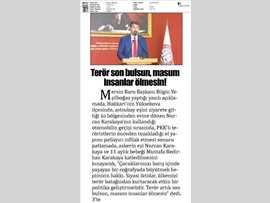 BASINDA BAROMUZ (Baro Başkanımızdan Teröre Kınama)