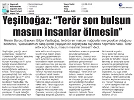 BASINDA BAROMUZ (Baro Başkanımızdan Teröre Kınama)