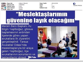BASINDA BAROMUZ (Baro Bşk. Bilgin Yeşilboğaz: "Meslektaşlarımın Güvenine Layık Olacağım")