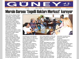 BASINDA BAROMUZ (Mersin Barosu Engelli Hakları Merkezi Kuruyor)