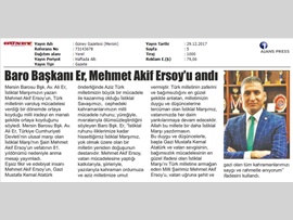 BASINDA BAROMUZ (Baro Başkanımızın, Mehmet Akif Ersoy'un Ölüm Yıldönümünü Anma Mesajı)