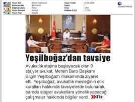 BASINDA BAROMUZ (Baro Başkanı Bilgin Yeşilboğaz: "Adalet Çarkı Dönmeli)