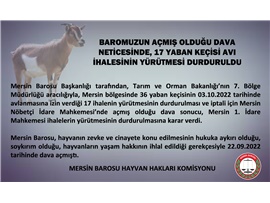 17 YABAN KEÇİSİ AVI İHALESİNİN YÜRÜTMESİ DURDURULDU