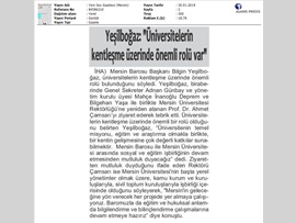 BASINDA BAROMUZ (Baro Başkanımızdan Mersin Ünv. Rektörüne Ziyaret)
