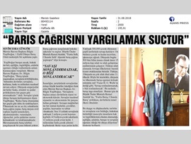 BASINDA BAROMUZ (Baro Başkanımızın 1 Eylül Dünya Barış Günü Mesajı)