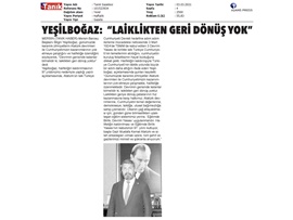 Yeşilboğaz: "Laiklikten geri dönüş yoktur"