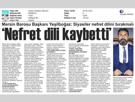 BASINDA BAROMUZ (Yeşilboğaz, "Seçimin Kaybedeni Nefret Dili Olmuştur")