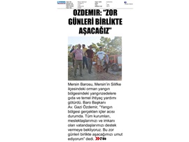 Mersin Barosu'ndan yangınzedelere yardım
