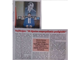 BAŞKANIMIZDAN 30 AĞUSTOS ZAFER BAYRAMI MESAJI