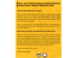 2022-2023 TBB AVUKATLIK ASGARİ ÜCRET TARİFESİ YÜRÜRLÜĞE GİRDİ